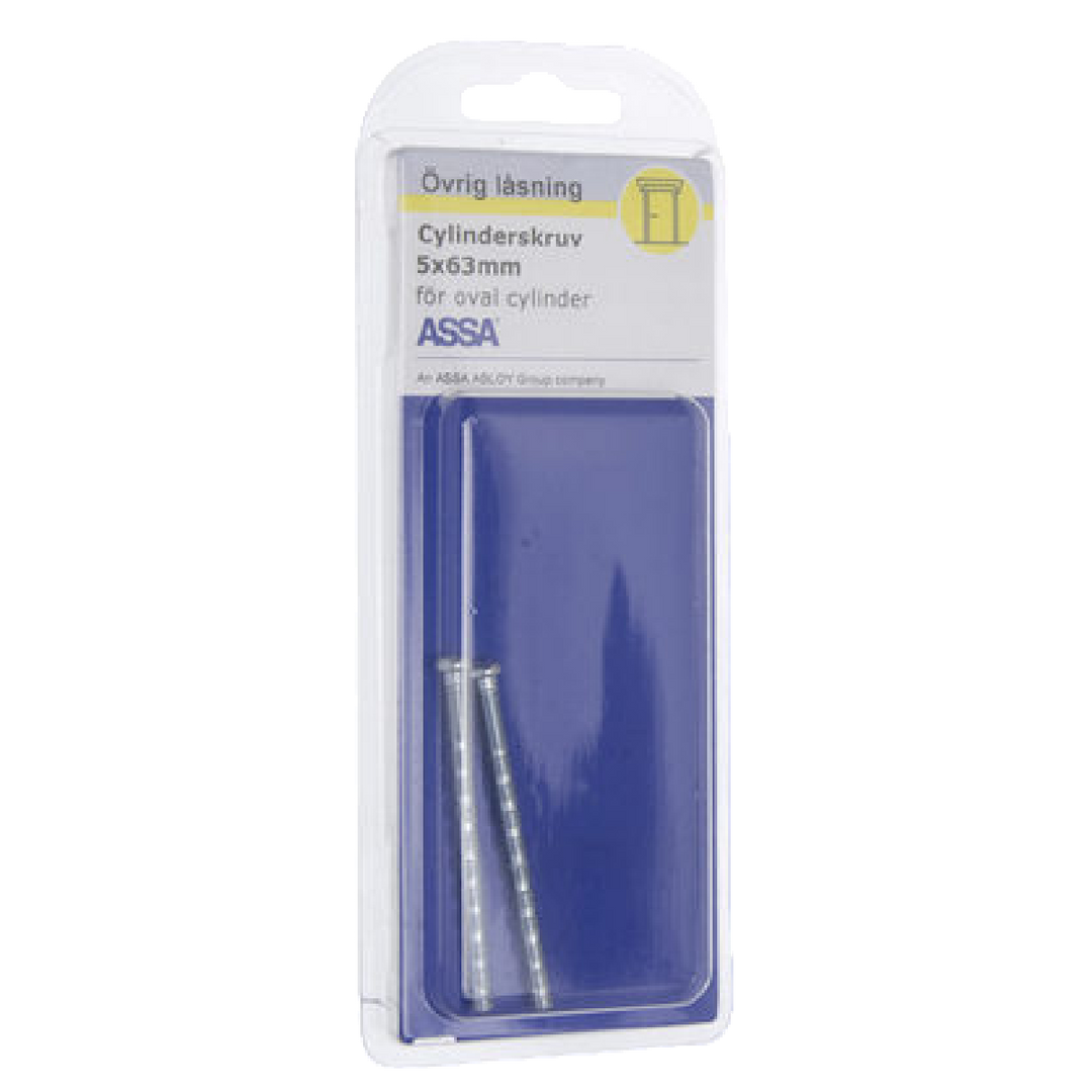 2 st cylinderskruvar med midja till ovala låscylindrar ASSA - 63 mm