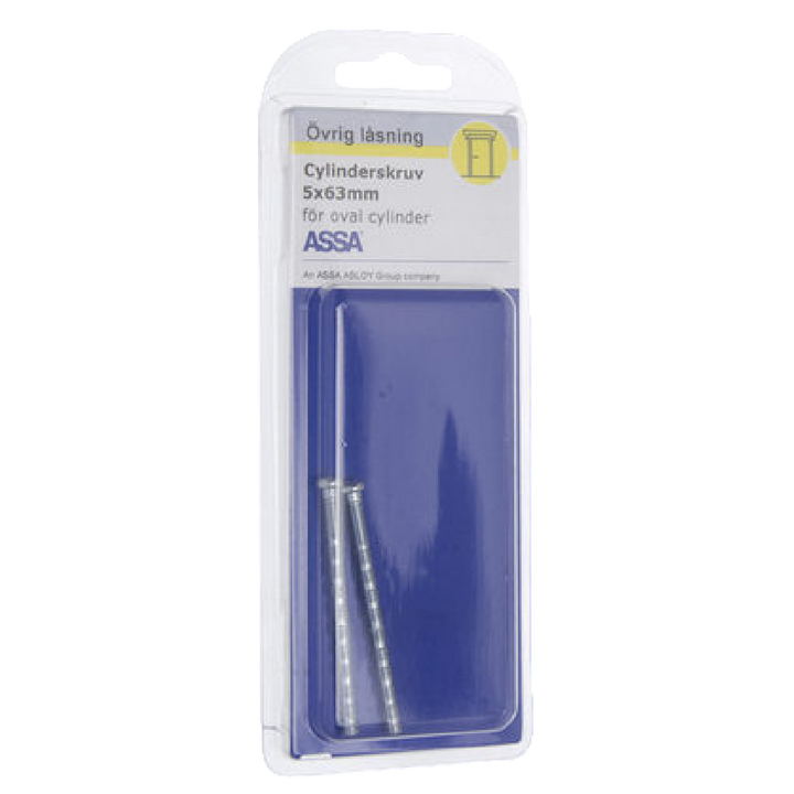 2 st cylinderskruvar med midja till ovala låscylindrar ASSA - 63 mm