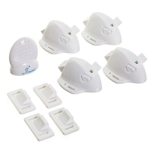Magnetlås till lådor och skåp Dreambaby självhäftande 4-pack (Utan nyckel)