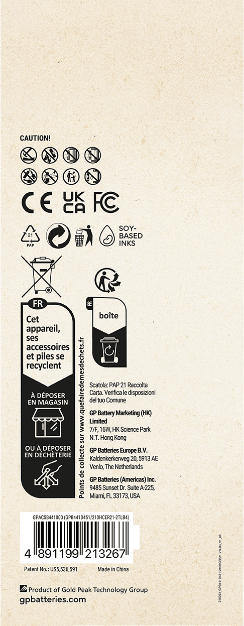 Laddstation D451 GP ReCyko Everyday med batteriladdare B441 inkl 4st AA batterier 2100mAh NiMH