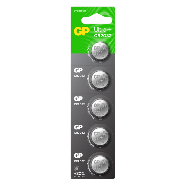 Knappcell GP Ultra Plus Lithium CR2032 - 5-pack