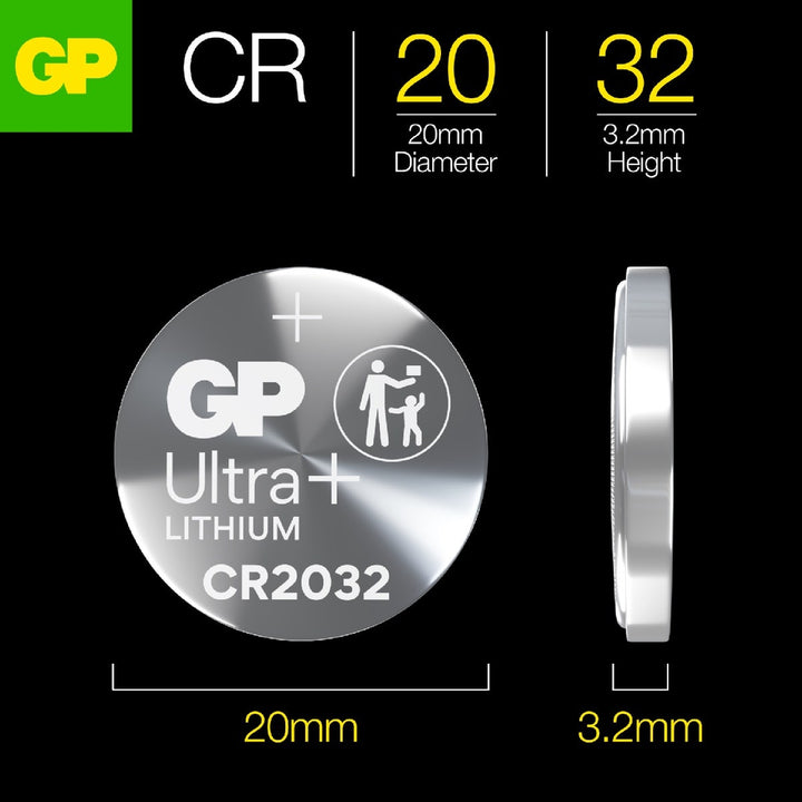 Knappcell GP Ultra Plus Lithium CR2032 - 5-pack