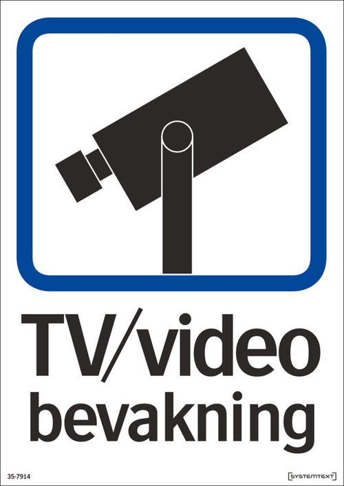 Trivsel- och ordningsskylt "TV/Video bevakning" hårdplast