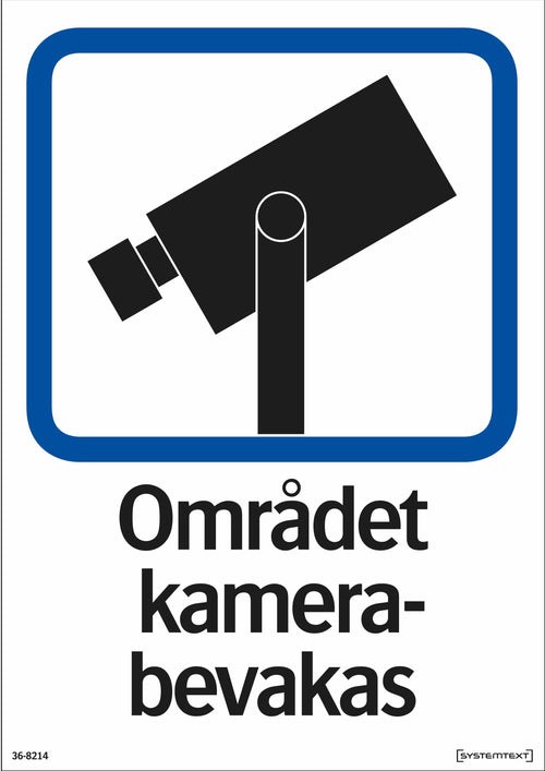 Trivsel- och ordningsskylt "Området kamerabevakas" i hårdplast