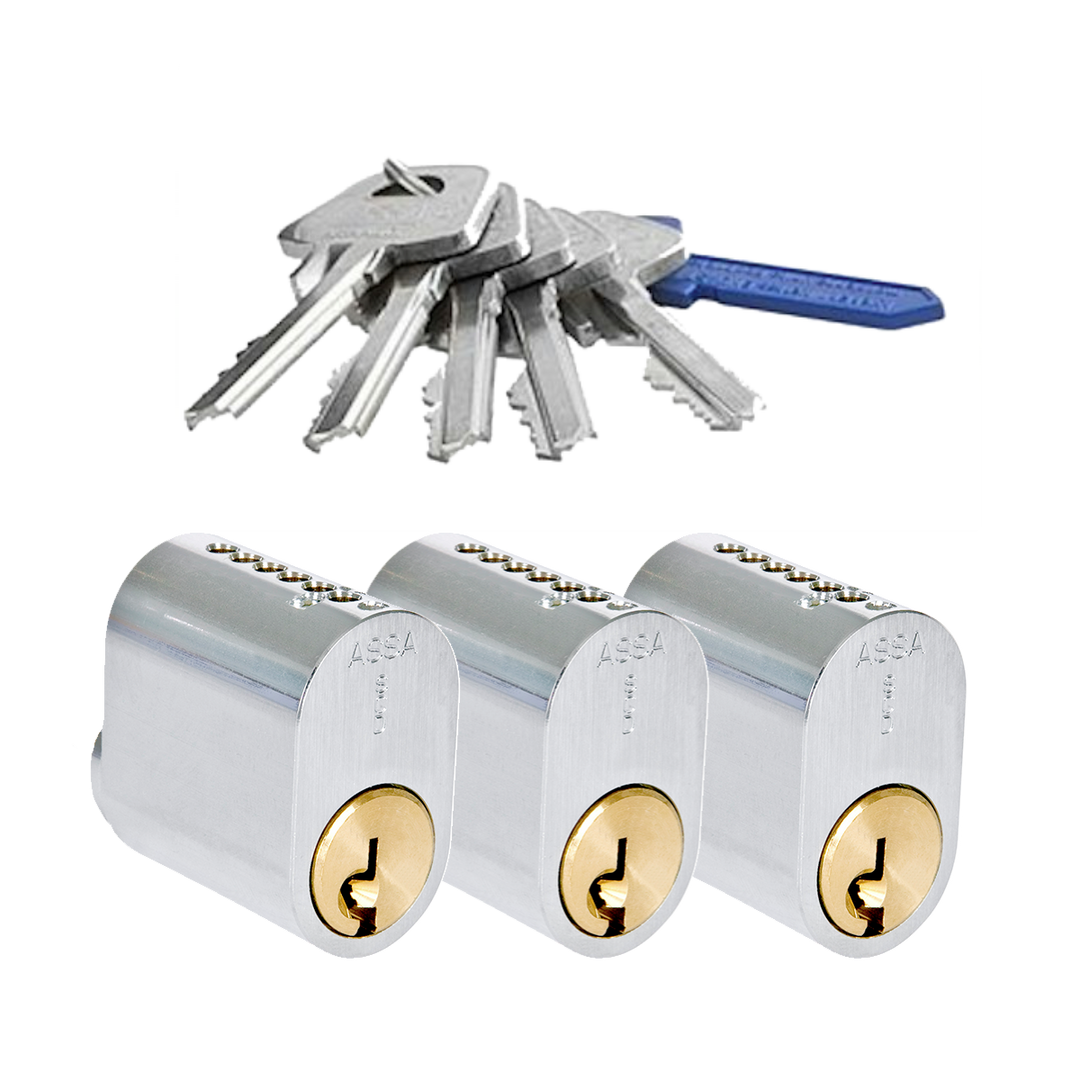 3 st ovala enkelcylinder ASSA d12 1201