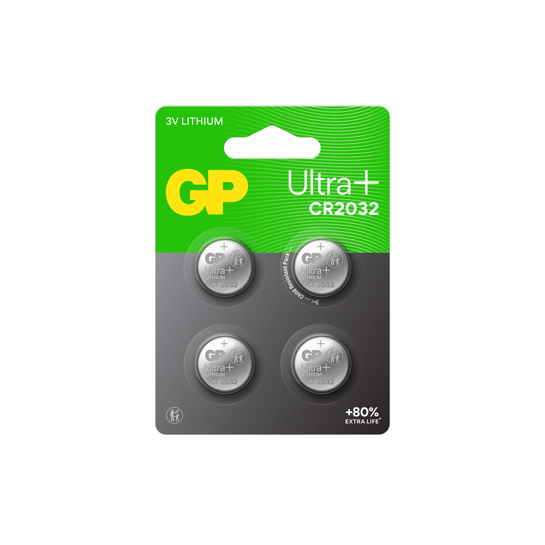 Knappcell GP Ultra Plus Lithium CR2032 - 4-pack