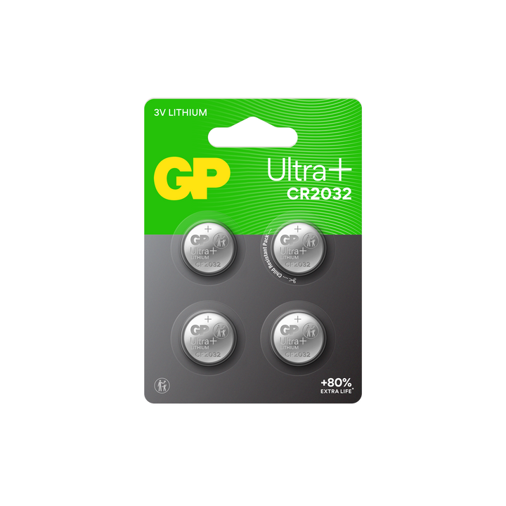 Knappcell GP Ultra Plus Lithium CR2032 - 4-pack