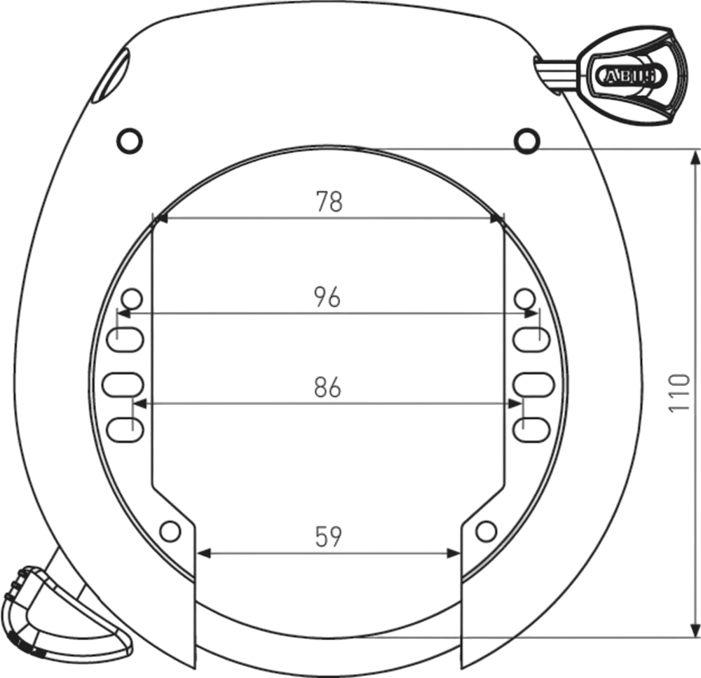 Cykellås ABUS X-Plus Pro Shield 5755L NR - Mått