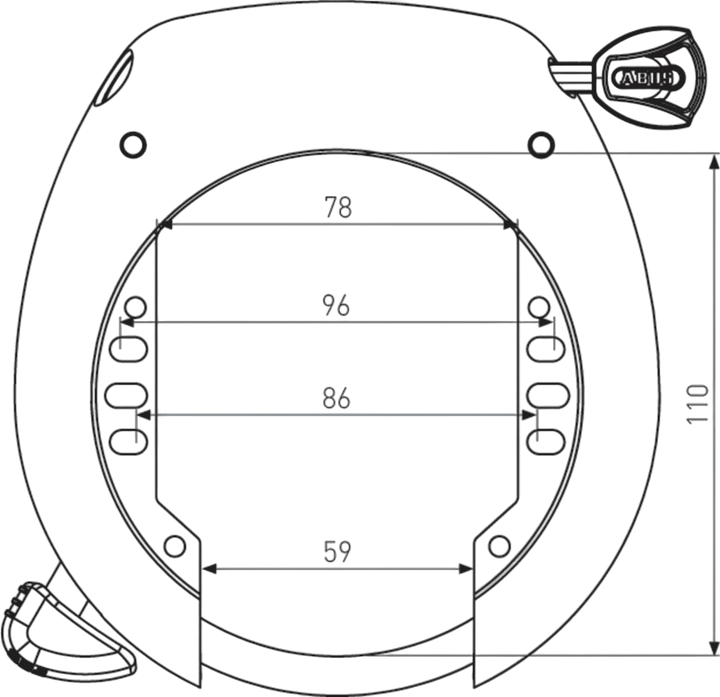 Cykellås ABUS X-Plus Pro Shield 5755L NR - Mått