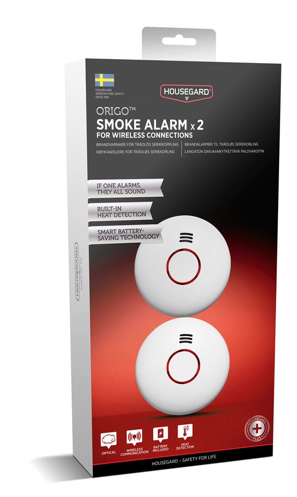 Brandvarnare med temperaturvarnare 2-Pack Housegard Origo™