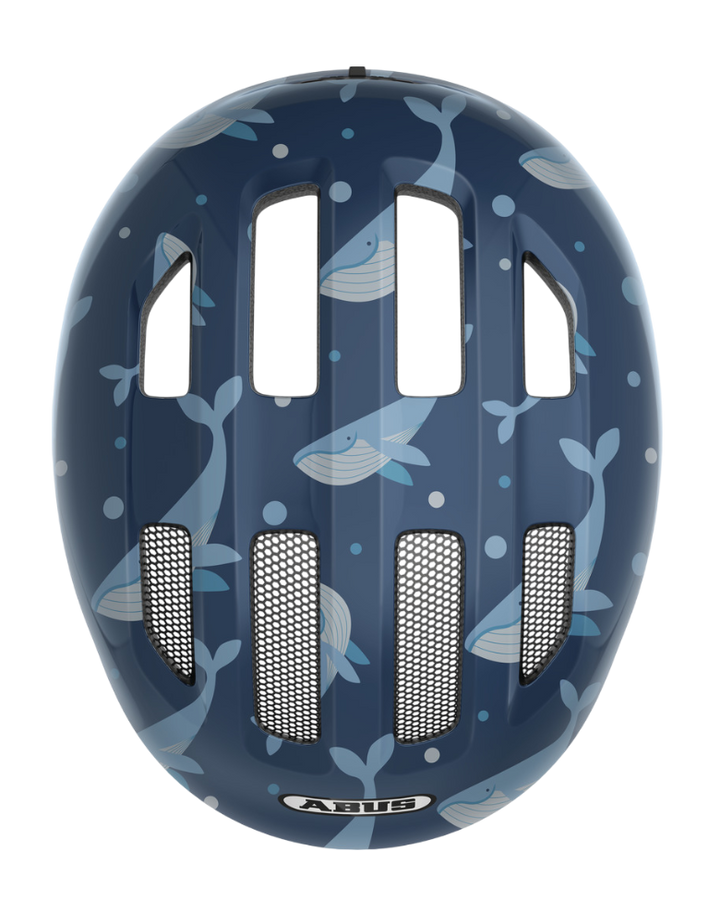 Cykelhjälm ABUS SMILEY 3.0 Blue Whale - med grönt spänne