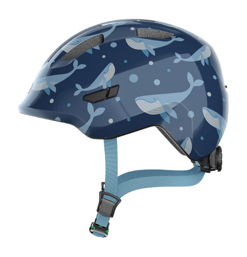 Cykelhjälm ABUS SMILEY 3.0 Blue Whale - med grönt spänne