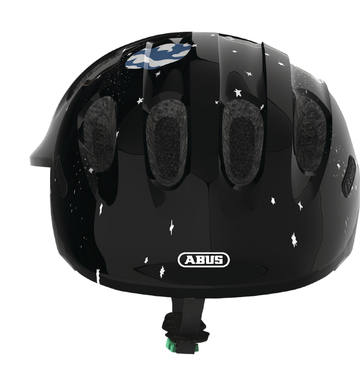 Cykelhjälm för barn ABUS SMILEY 2.0 Black Space / Sparkling Green - med grönt spänne – bild 2 – St George