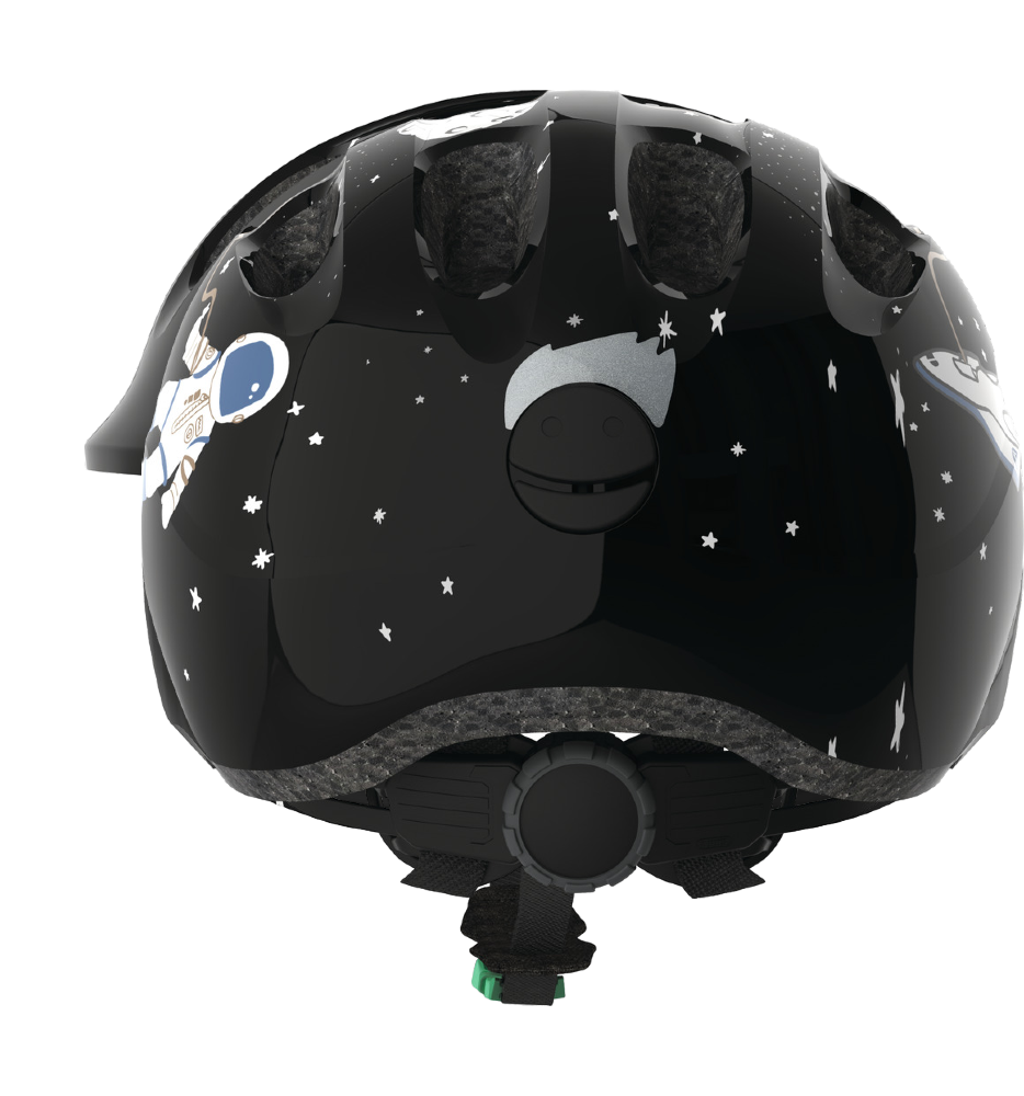 Cykelhjälm för barn ABUS SMILEY 2.0 Black Space / Sparkling Green - med grönt spänne – bild 3 – St George