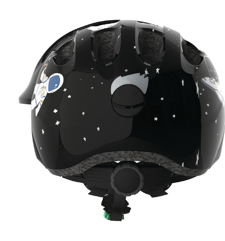 Cykelhjälm för barn ABUS SMILEY 2.0 Black Space / Sparkling Green - med grönt spänne – bild 3 – St George