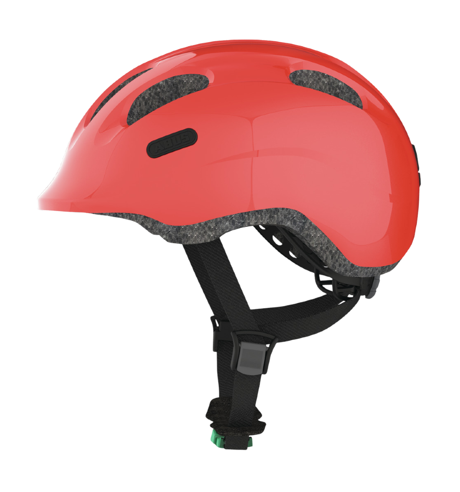 Cykelhjälm ABUS SMILEY 2.0 Sparkling Red - med grönt spänne – St George