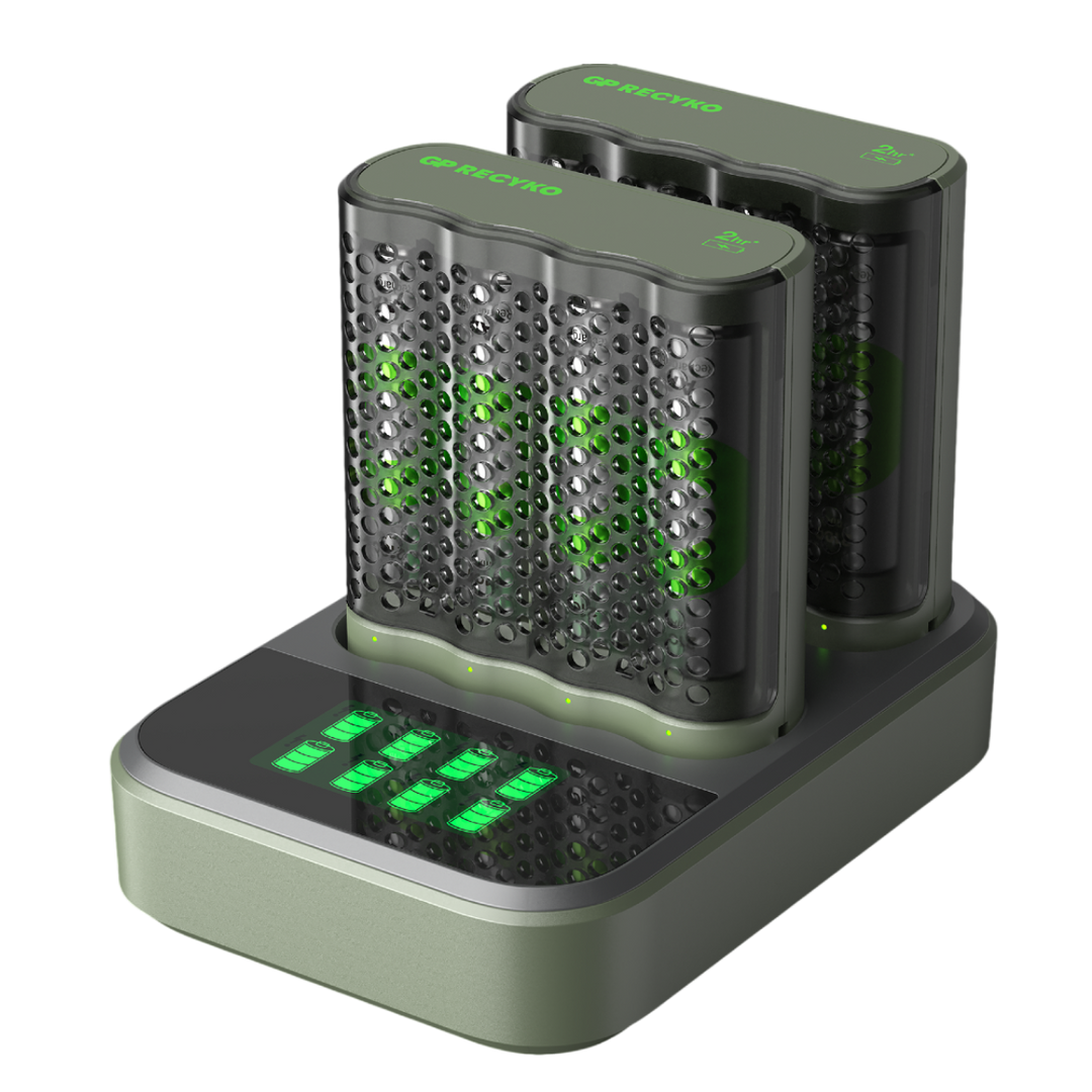 Laddstation M452 GP ReCyko AA / AAA med 2 st batteriladdare och 8 st batterier – St George