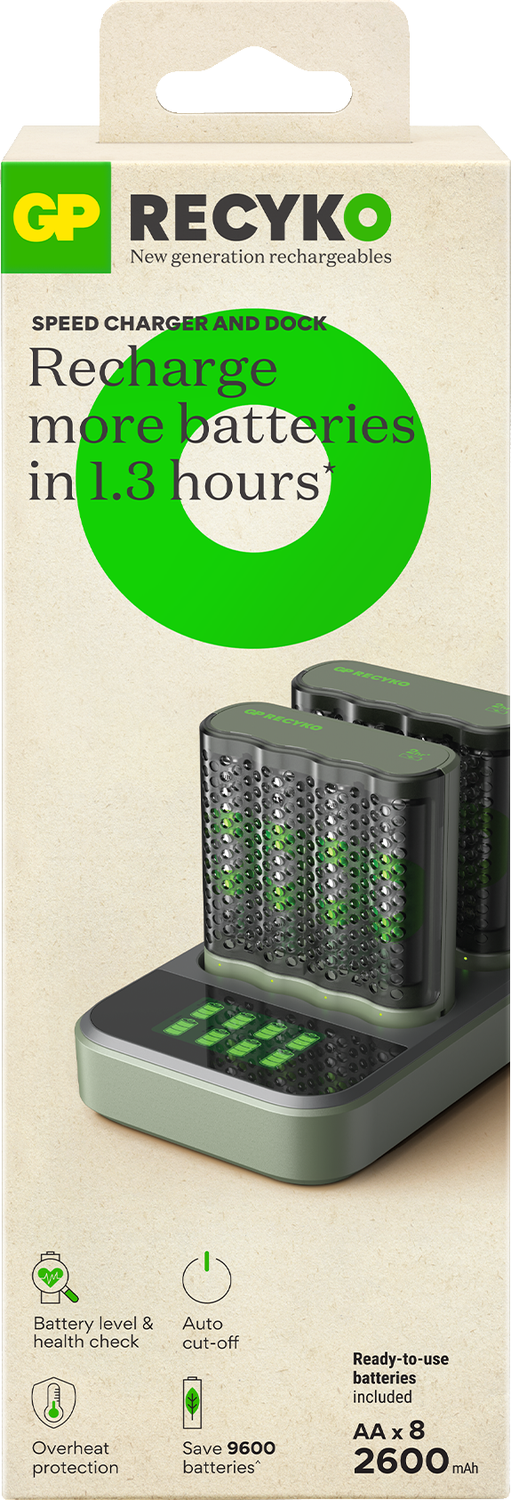 Laddstation M452 GP ReCyko AA / AAA med 2 st batteriladdare och 8 st batterier – bild 4 – St George