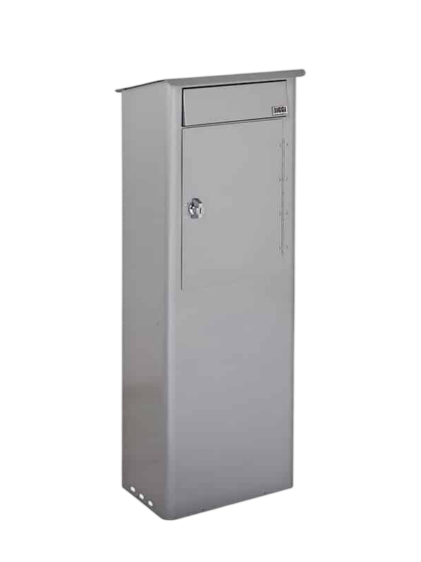 Låsbar postlåda Biggi Ekonomi med tömningslucka fram | Silver