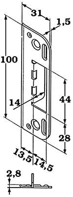 Slutbleck Abloy 0045 - Teknisk ritning med mått