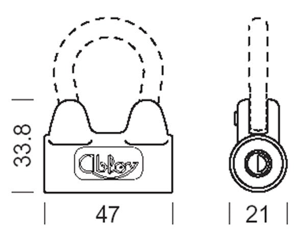 Hänglås ABLOY PL3020 Klass 1 - Ritning med mått