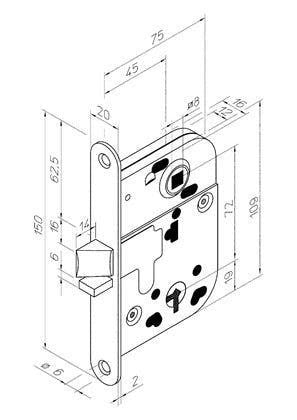 Låshus till innerdörr/toalettdörr ABLOY 2014 Zink – bild 2 – St George
