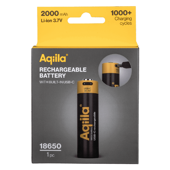  Aquiila Uppladdningsbart USB-C Lithium batteri 18650- 1 pack