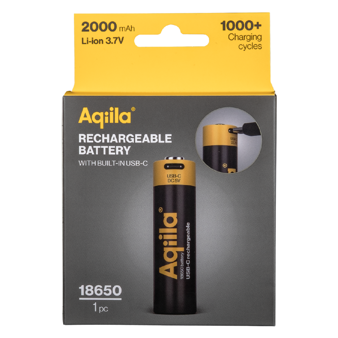  Aquiila Uppladdningsbart USB-C Lithium batteri 18650- 1 pack