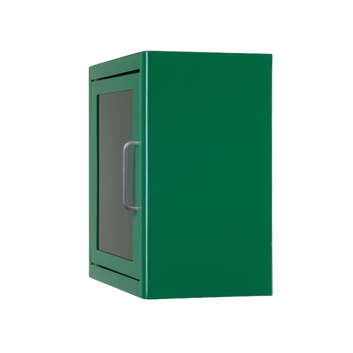 Väggskåp till hjärtstartare med larm Grönt Sida