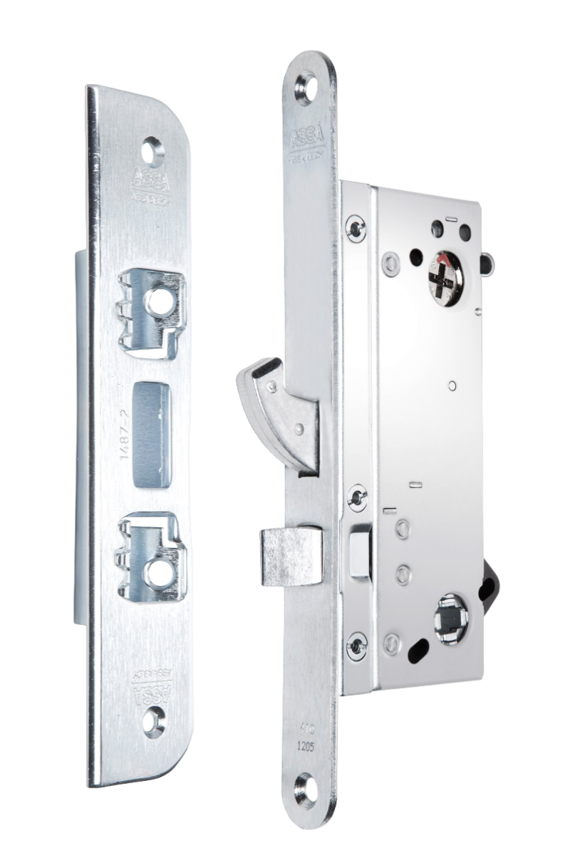 Godkänt låshus med hakregel ASSA 410-50 med slutbleck ASSA 1482-2