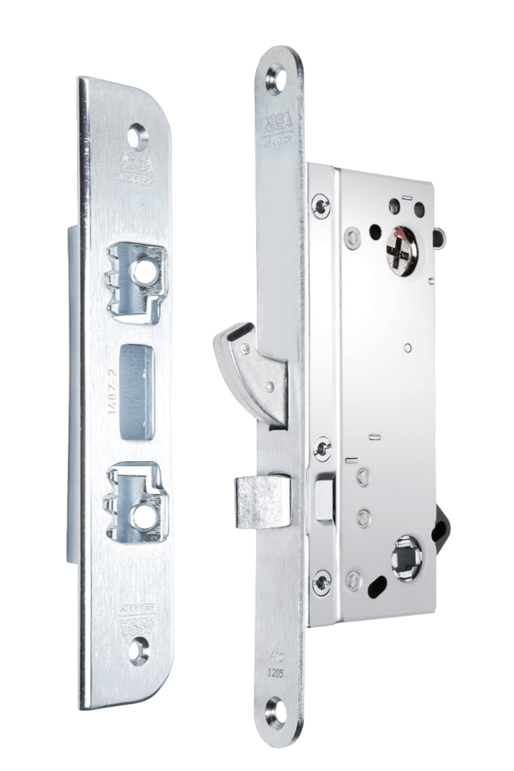 Godkänt låshus med hakregel ASSA 410-50 med slutbleck ASSA 1482-2