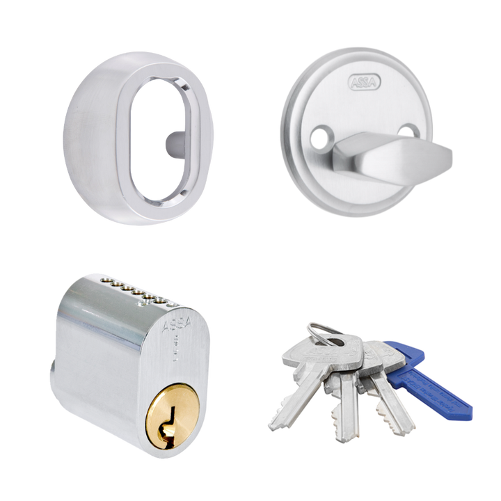 Cylinderpaket med oval låscylinder och låsvred