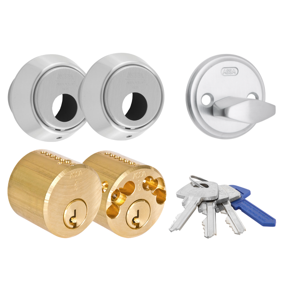 Cylinderpaket med rund dubbelcylinder och vred