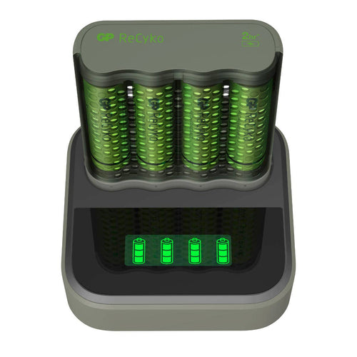 Laddstation GP ReCyko med 1 st batteriladdare och 4 st batterier