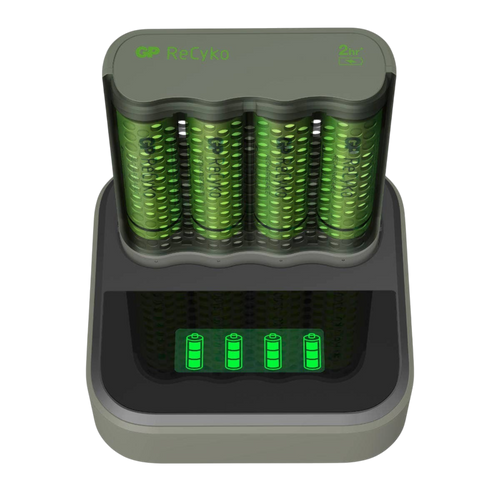 Laddstation GP ReCyko med 1 st batteriladdare och 4 st batterier