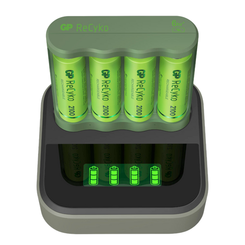 Laddstation GP ReCyko Everyday AA / AAA med 1 st batteriladdare och 4 st batterier