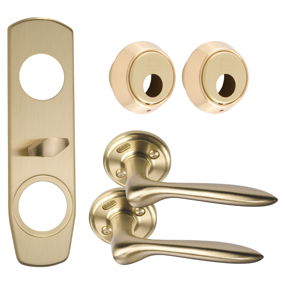 Beslagspaket ASSA Epok 1956 Mattmässing