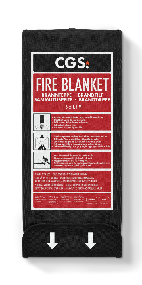 Brandfilt till professionella miljöer 180x150 cm Svart