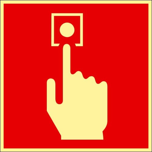 Färgefterlysande Brandskylt "Brandlarmsknapp" - Supernova®