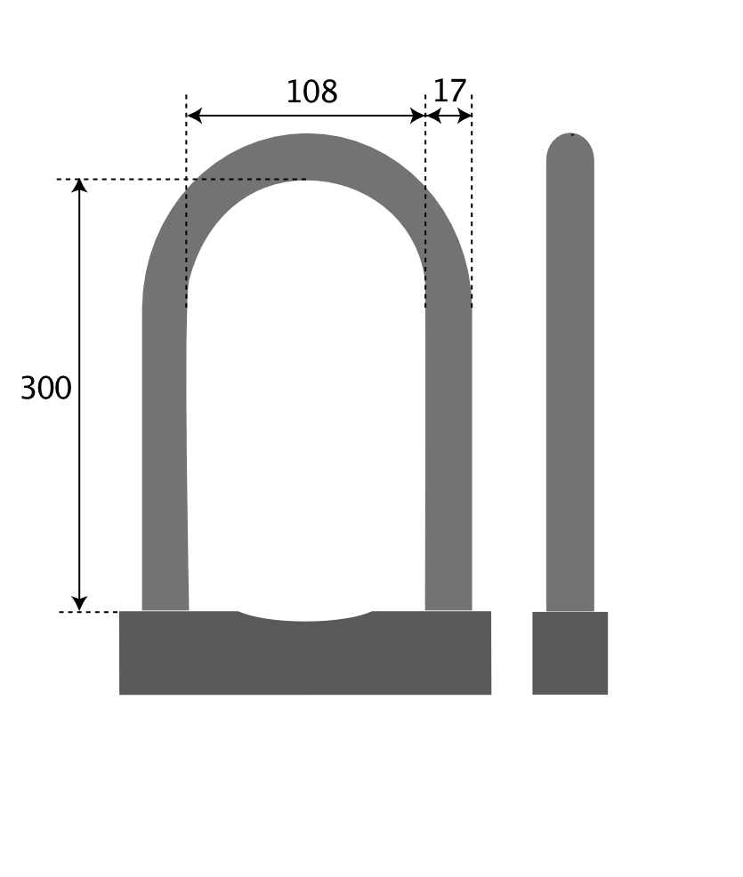 Mopedlås ABUS Granit™ X-Plus 540/160 HB 300 - Teknisk ritning med mått