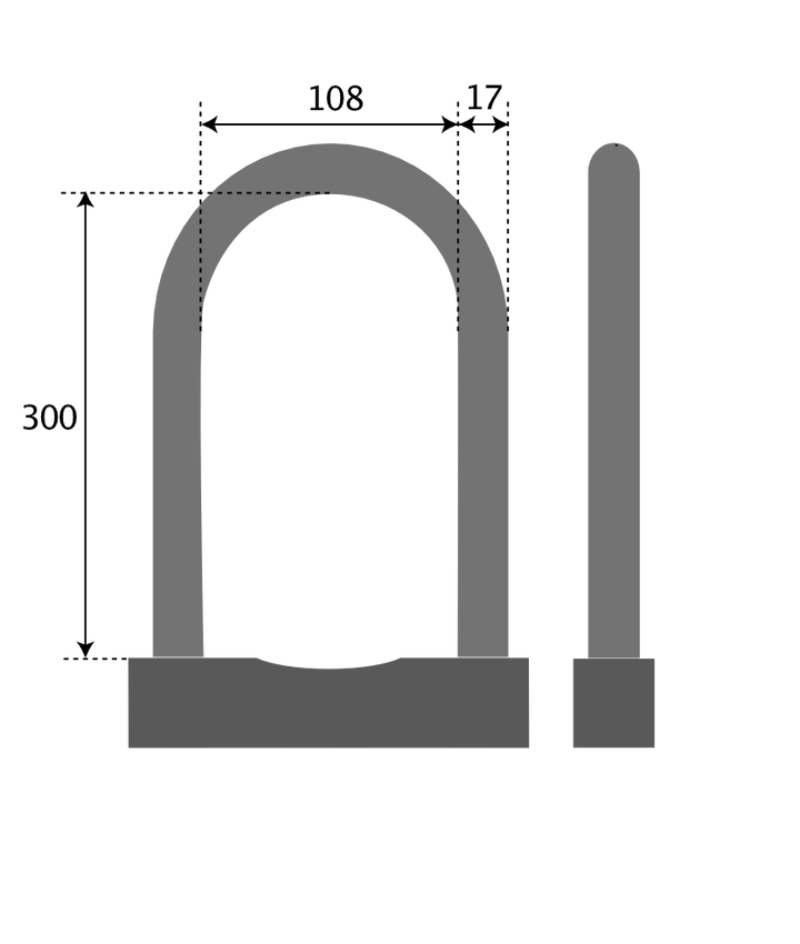 Mopedlås ABUS Granit™ X-Plus 540/160 HB 300 - Teknisk ritning med mått