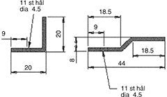 Brytskydd C-Profilen typ I (inåtgående) - Teknisk ritning med mått