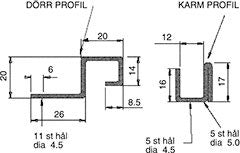Brytskydd C-Profilen typ UF (utåtgående, falsad) 2115 mm - Ritning