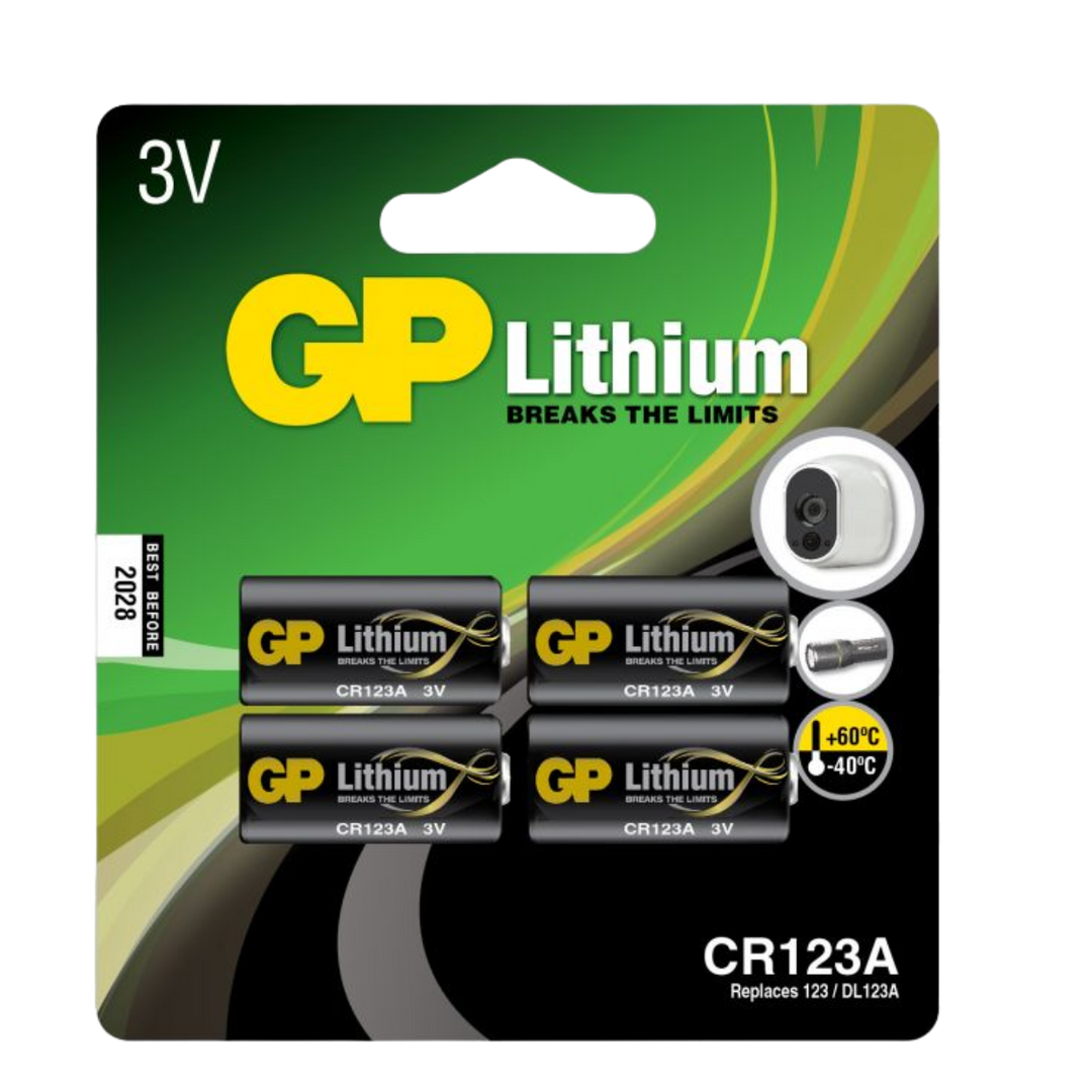 Lithiumbatteri GP Lithium CR 123A - 4-pack