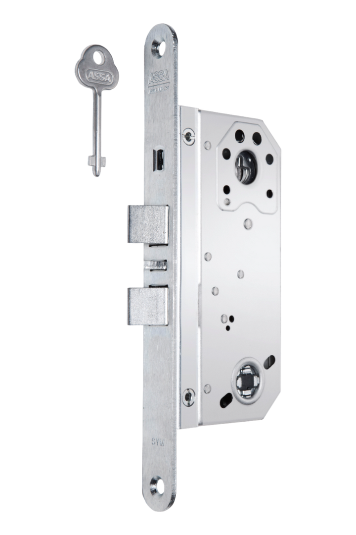 Låshus med cylinderfall, förreglingsfall och tryckesfall ASSA 562