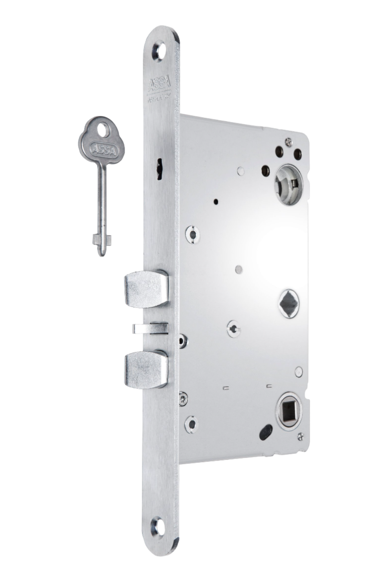 Låshus med förreglat cylinderfall och tryckesfall ASSA 721 - 70 - Vänster
