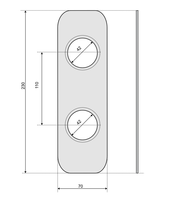 Dekorskyltar ASSA 4291 - Teknisk ritning med mått