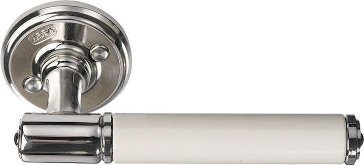 Dörrtrycke ASSA Epok 1930 - Nickel med vit handtag