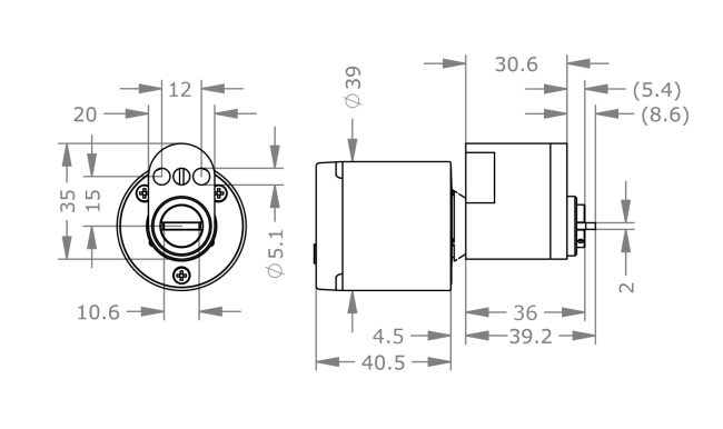EVVA Airkey - Oval låscylinder till insidan - Teknisk ritning med mått