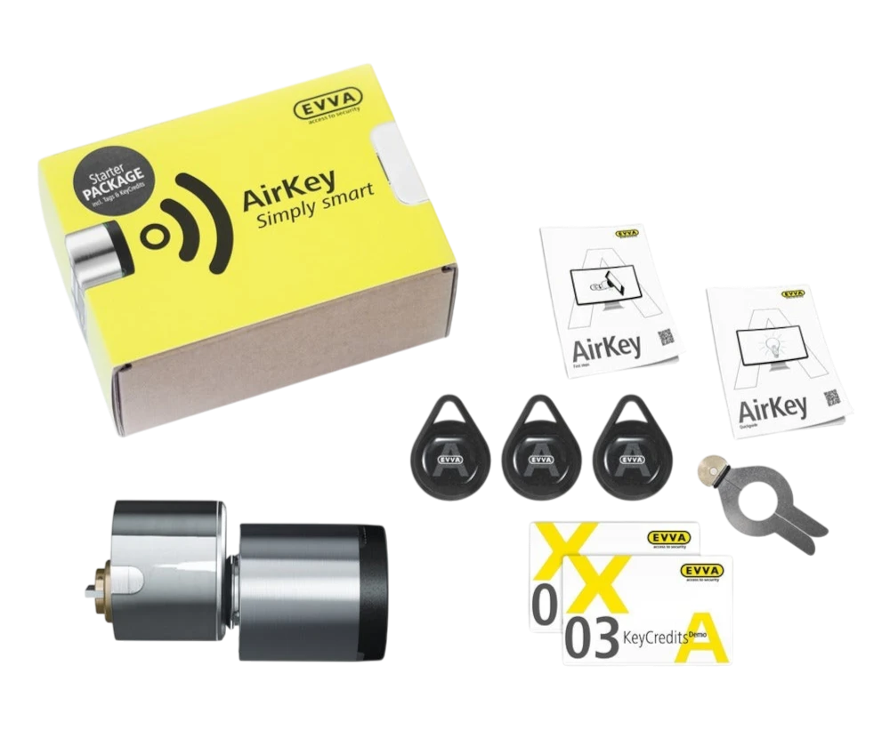 Startpaket EVVA AirKey med en rund låscylinder till utsida – St George